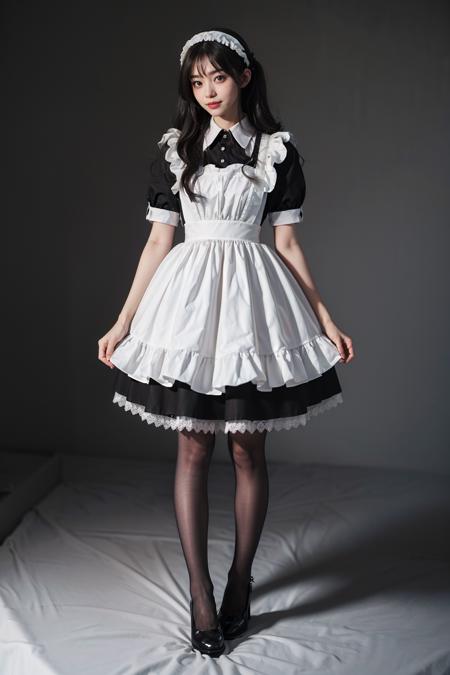 00005-1761644001-best quality, quality, masterpiece, photorealistic, standing, 1girl, solo, full body, maid attire, black pantyhose, high heels,.png